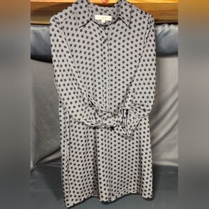 Loft button down tunic shirt dress with cuffed sleeves and tabs